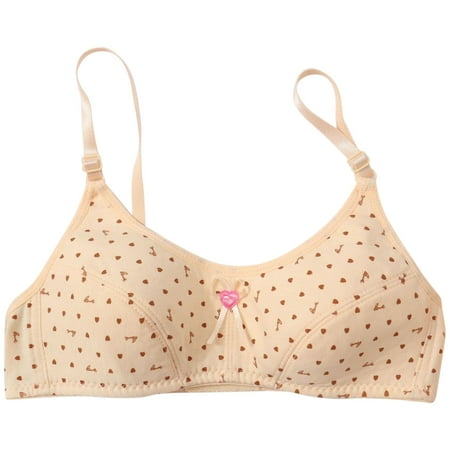 Little Girl Bras Training Bra Breathable Cotton Bra Summer Lightly Adjustable Strap Wireless Comfortable Bralette  Khaki  34