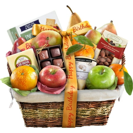 Golden State Fruit Happy Birthday Classic Deluxe Fruit Gift Basket, 16 pc
