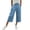 A532 Blue, variant on Xdegoge Women's Denim Capris High Waisted Wide Leg Jeans Casual Cropped Denim Pants Elastic Waist Relaxed Fit Summer Comfy Trouser Long Denim Shorts with Pockets