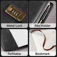 thumbnail image 3 of Diary with Lock, A5 PU Leather Journal with Lock 240 Pages, Vintage Locks Journal Password Notebook with Pen, Locks Diary Planner Organizer for Men and Women, 8.6x5.8in Black, 3 of 3