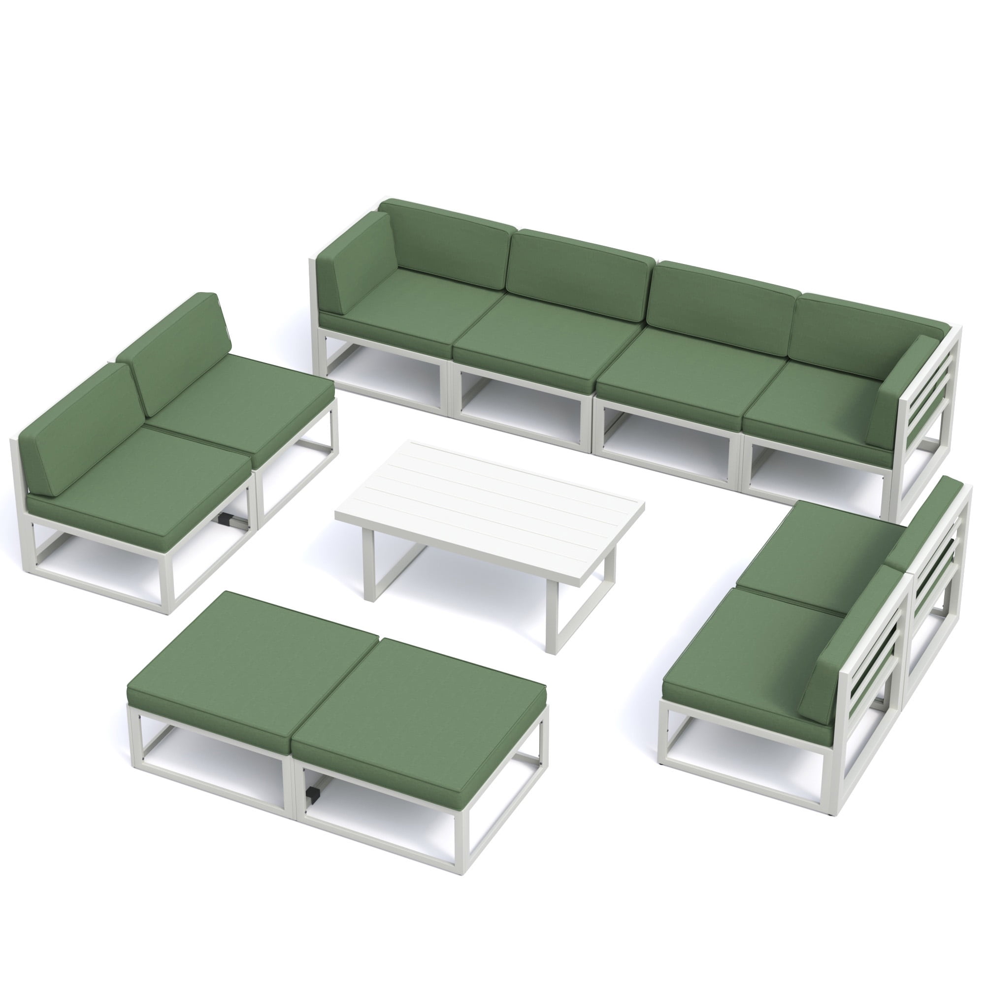 ELPOSUN Aluminum Patio Furniture Set, Modular Oversized Outdoor Sectional of Olefin 5 inch Thick Cushion, Coffee Table and Waterproof Cover, Patio Conversation Sets for Porch, Deck