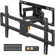 MountFTV Full Motion TV Wall Mount for 42-92 inch TVs with Tool Free Tilt, Holds up to 132 lbs, Max 600x400mm, TV Mount with Swivel Extension Rotation, Fits 16 Wood Studs