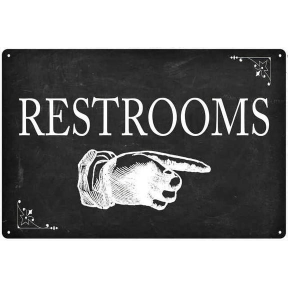 Restrooms…Right Arrow Funny Bathroom 8x12 Metal Sign 108120061027