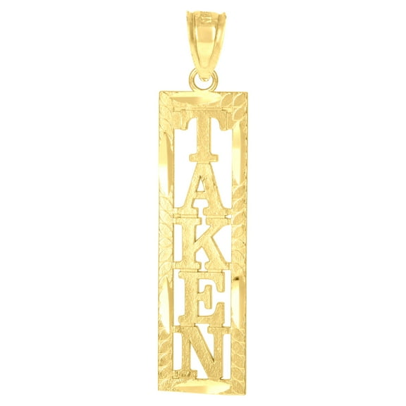 10k Yellow Gold Unisex Diamond-cut Taken Charm Pendant for Men Women