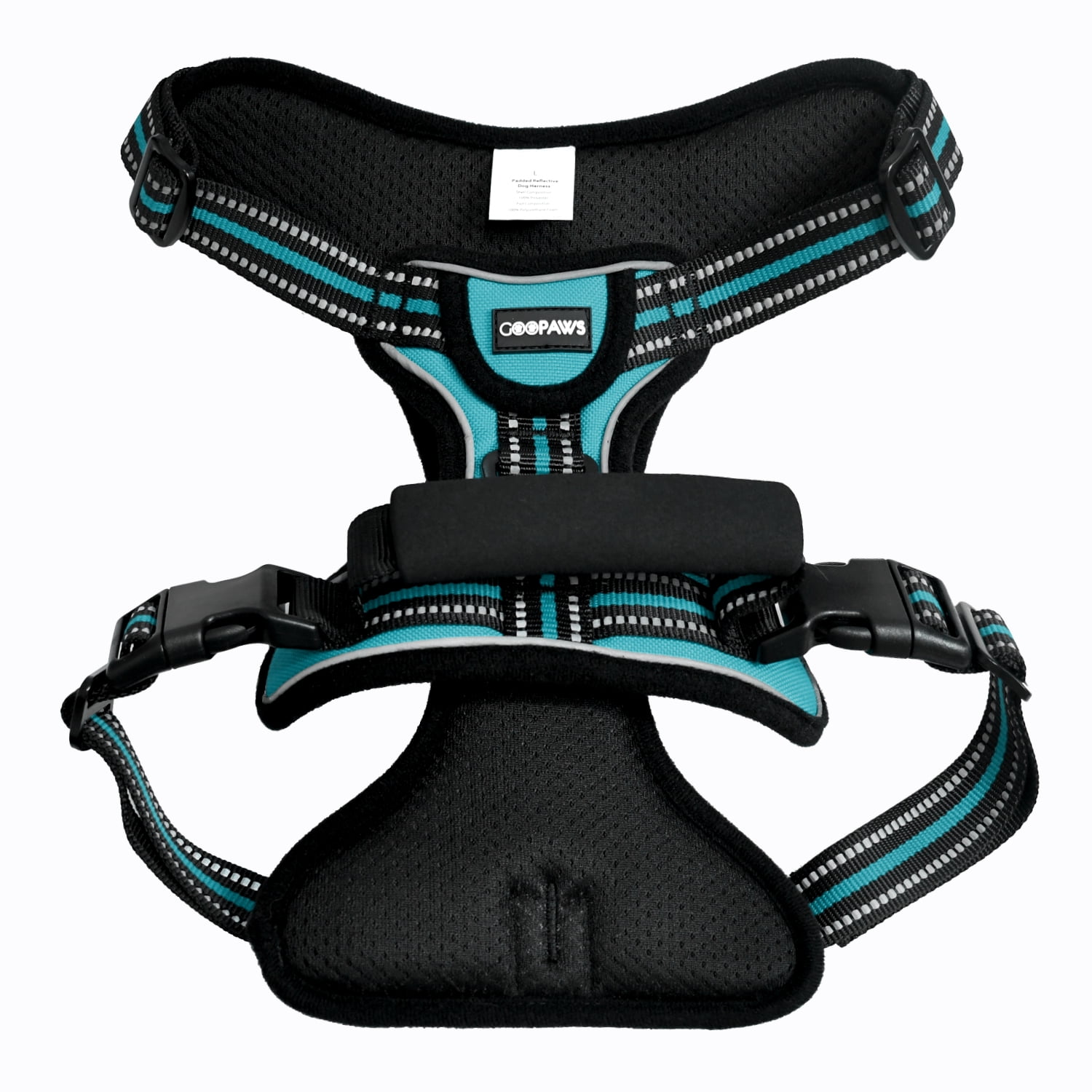 GOOPAWS Padded Reflective Dog Harness, Easy Control Lightweight Dog Harness, Adjustable Outdoor Pet Harness for Small Medium Large Dogs
