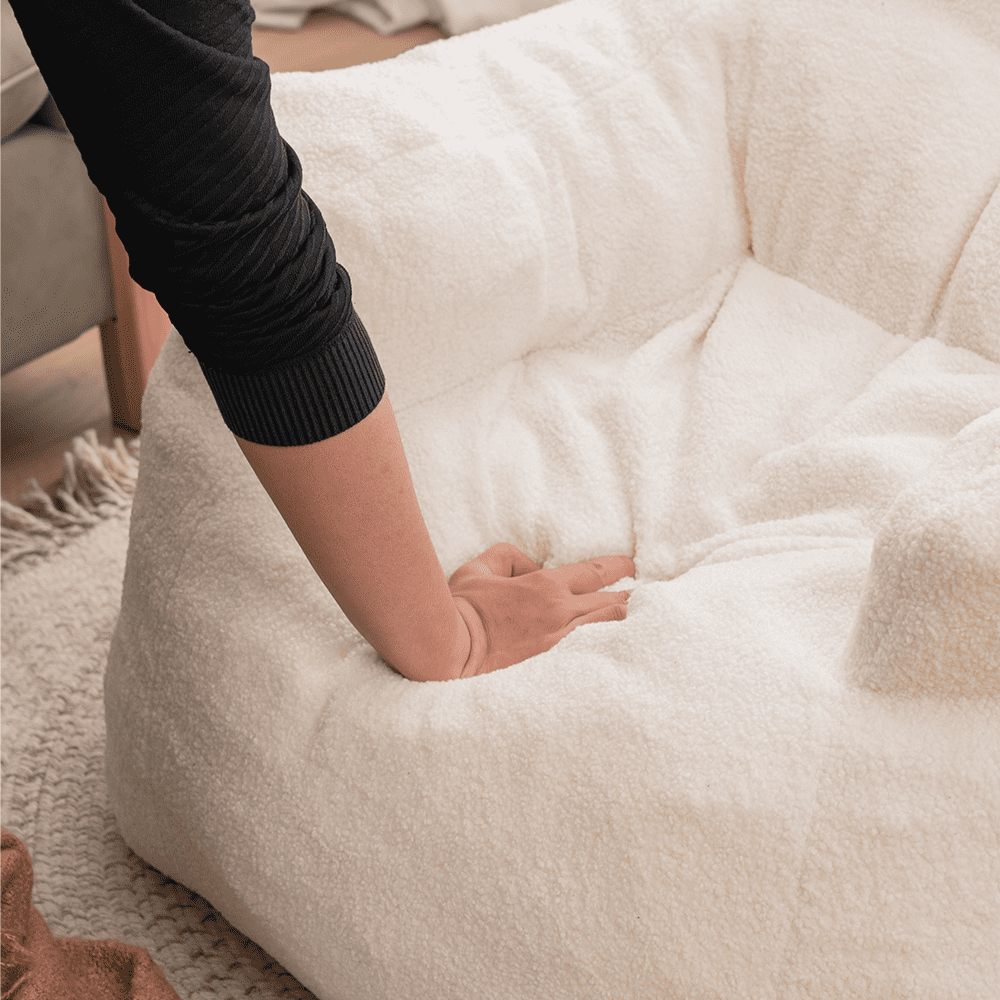 Sesslife Sofa Cover Large Bean Bag Chairs Seat, Couch Sofa Cover Indoor For Adults Kids, 37"x18.9"x27.56", White