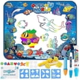 thumbnail image 1 of Water Doodle Mat, Kids Large Aqua Coloring Mat, Mess Free Drawing Mat With Neon Colors, Educational Toy For 2 3 4 5 Years Old Kids,toddlers,boys,girls, 1 of 5