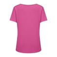thumbnail image 7 of Endives Women's Short Sleeve T Shirt V Neck Classic Fit Fashion Casual T Shirt Solid Color Basic Tee T-Shirt Hot Pink, 7 of 7