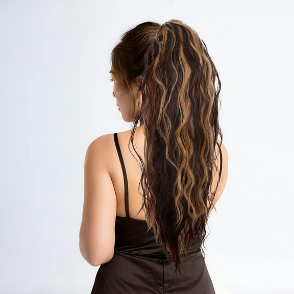 CIMAXIC 1Pack Curly Human Hair Extensions Synthetic Ponytail Inches For Women