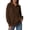 Coffee-03, variant on DISKEBUISS Women's Ribbed Full Zip Up Jacket Stand Collar Long Sleeve Sweatshirt Coat with Thumb Holes & Pockets for Fall Winter