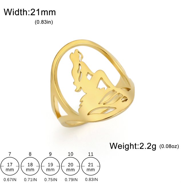 CJie Anillo de mariposa y princesa de hadas para mujer, joyer铆a rom谩ntica ovalada de acero inoxidable, banda para el dedo, accesorios, regalo de fiesta