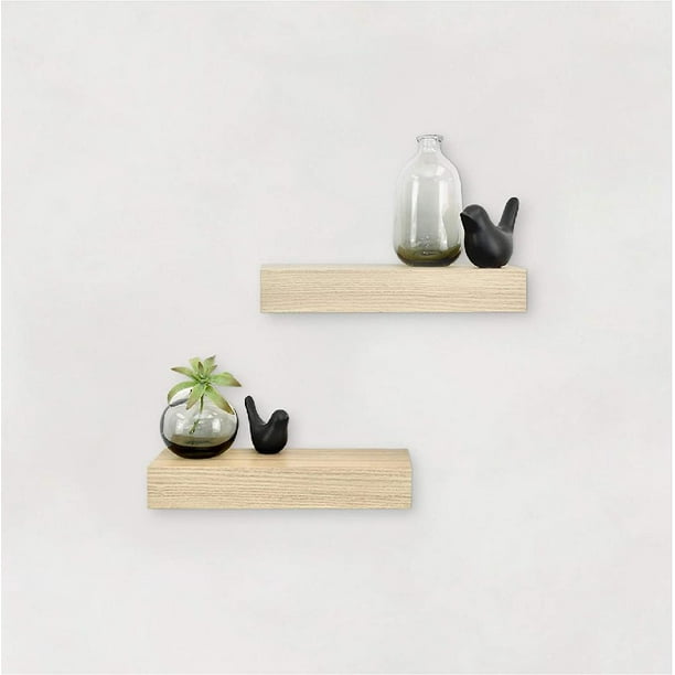 Natural Woodgrain Floating Shelves
