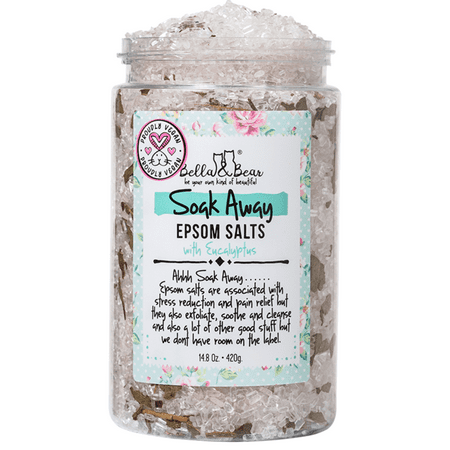 Bella & Bear Soak Away Epsom Salts, Detox, Soothes Sore Muscles, Exfoliates, 14oz