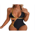 thumbnail image 1 of Femmes d'Été Maillots de Bain une Pièce Creux Patchwork Sans Manches Beachwear, 1 of 5