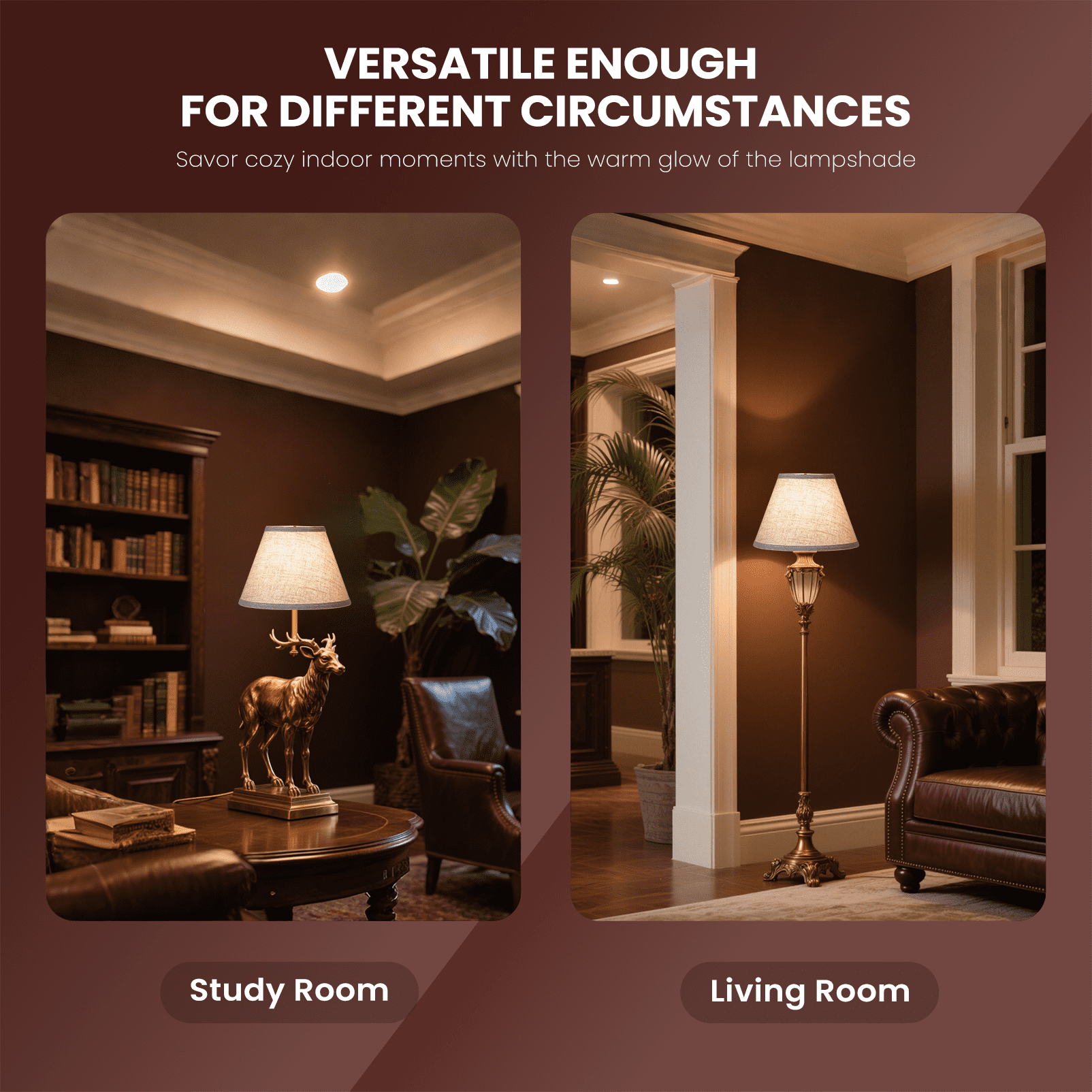 Brown Barrel Lamp Shades 2 Count, Medium Lampshade 7x13x9 inch, Fabric lampshade for Table Lamp And Floor Lamp,  Lamp Cover, Lamp Shade Harp Holder Included