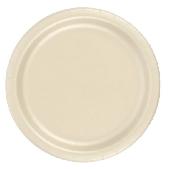24 Plates 9" Paper Dinner Lunch Plates Wax Coated - Ivory