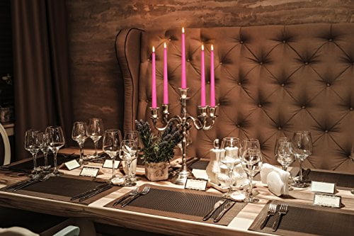 Hyoola Bulk 10" Fuchisa Pink Dripless European Made Taper Candles, Unscented Paraffin Wax with Cotton Wicks, 96 Pack