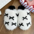 thumbnail image 5 of Xfvqtps Women Fluffy Slippers Lace Bow Versatile Cute Indoor Home Funny Winter Non-Slip Thick Sole Plush Slippers White, 5 of 9