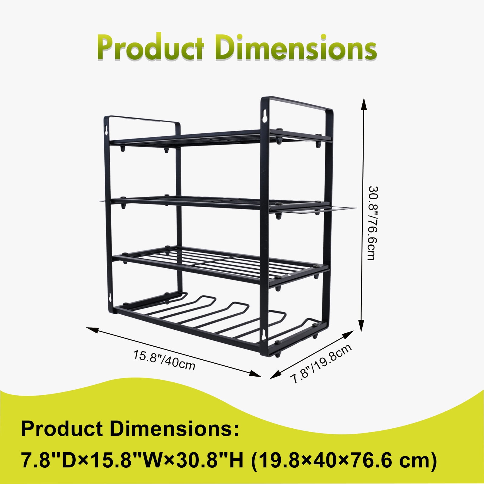 4 Layers Power Tool Organizer, Heavy Duty Metal Tool Storage Rack, Drill Holder Wall Mount, Battery Tools Holder Shelf, Utility Tool Shelves for Workshop or Garage, Black