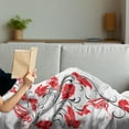 thumbnail image 3 of Abstract Soft Flannel Fleece Throw Blanket, Japanese Design Flowers Swirls Ivy and Leaves Butterflies Image, Cozy Plush for Indoor and Outdoor Use, 70" x 90", Scarlet White, by Ambesonne, 3 of 5