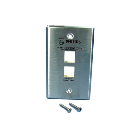 Leviton 2-Port PHILIPS Patient Monitoring Stainless Steel Quickport Wallplate 43080-1S2