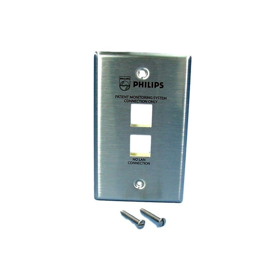 Leviton 2-Port PHILIPS Patient Monitoring Stainless Steel Quickport Wallplate 43080-1S2