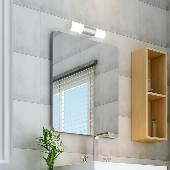 COMPUKAS Restroom Light White Glass Iron Wood Modern Wall Lamp 1Set