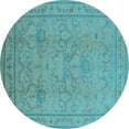 thumbnail image 1 of Ahgly Company Indoor Round Oriental Light Blue Industrial Area Rugs, 5' Round, 1 of 4