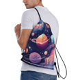 thumbnail image 3 of Drawstring Backpack - Planet Pastel Galaxy Splash Proof Small Drawstring Gym Bag for Women Men, Cinch Sports String Bag Backpack for Travel Swimming Beach, 3 of 8