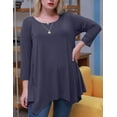 thumbnail image 1 of LARACE Tuniques pour Femmes Manches 3/4 Roulées à Imprimé Floral Blouses à Col Rond Chemises à Manches Longues pour Femmes Gris Violacé 1X, 1 of 5
