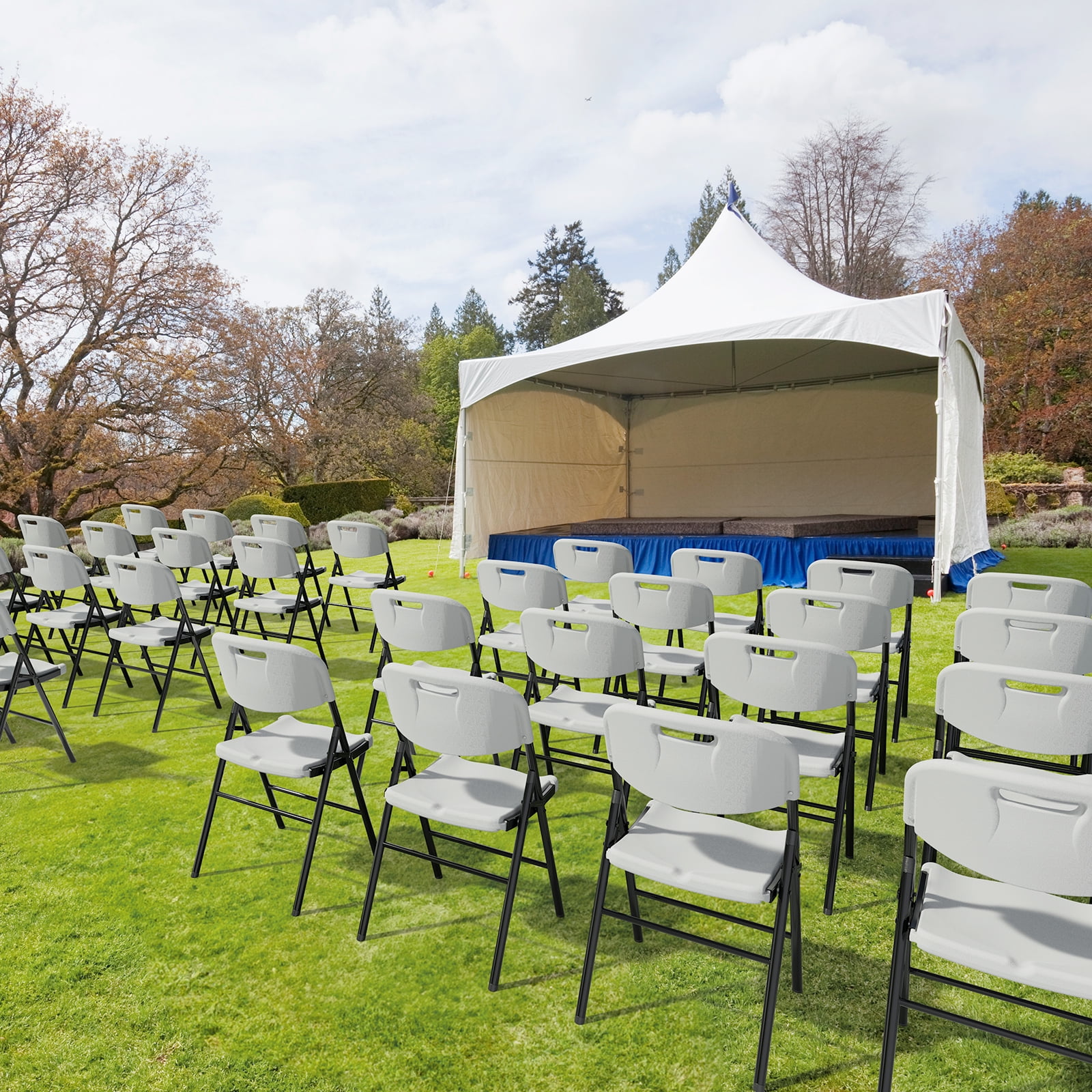 Ktaxon 4 Packs Portable Plastic Folding Chair w/ Handle White for Party Wedding Camping Picnic, Adult, Outdoor and Indoor Portable Chairs, Plstic Chairs