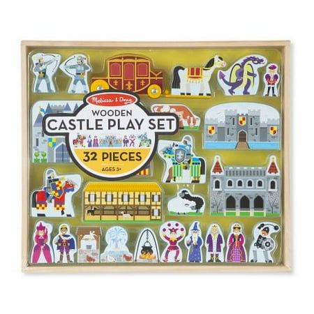 Doug Wooden Castle - Melissa and Doug Wooden Castle and Kingdom Play Set with 32 Blocks