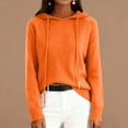 thumbnail image 3 of Women's Fashion Long Sleeve Solid Color Pullover Hooded Knitted Sweater, Comfortable and Warm, Perfect for Outdoor Activities and Winter Sports,Saffron,2XL, 3 of 5