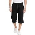 thumbnail image 3 of Frostluinai Kids Cotton Linen Capri Pants with Pockets Elastic Waist Baggy Beach Cropped Pants Lightweight Summer Capris 4-15 Years for Girl Boy Black 10-11Years, 3 of 8