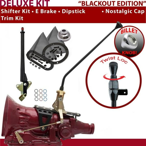 American Shifter 700R4 Shifter Kit Black 16 in. E Brake Trim Kit Dipstick for F2F6C