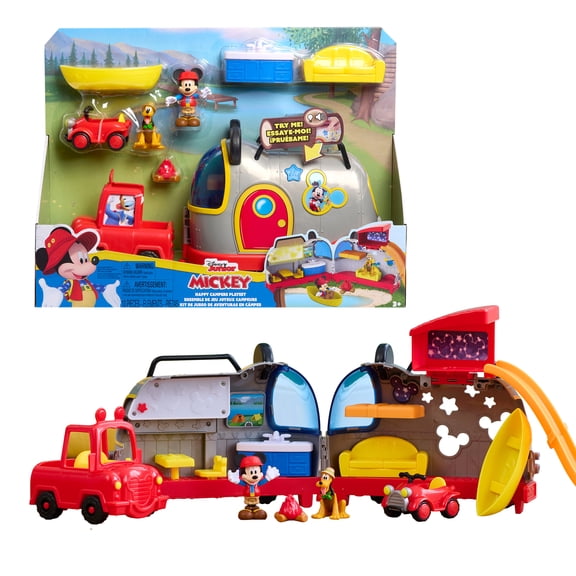 Disney Junior Mickey Mouse Happy Camper Lights and Sounds Playset, 10-pieces Baby and Toddler Toys