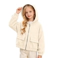 thumbnail image 5 of Lightweight Girls Corduroy Jacket Cropped Hooded Zip-up Beige Fall,Size 4 T, 5 of 9