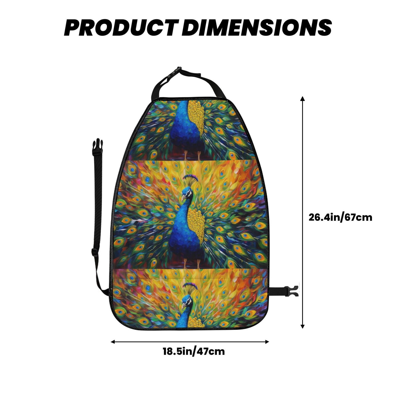 Xecao Peacocks Pattern Car Seat Back Protector 2 Pack Large Capacity Pocket, Kick Mats Back Seat Protector
