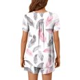 thumbnail image 4 of Viikei Women's V-Neck Sleepwear Top + Lounge Shorts Comfy Set,Women Casual Round Neck Print Short Sleeve Blouse Fashion Pants Pajamas Suit Pink XXL, 4 of 6