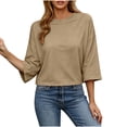 thumbnail image 3 of Posijego Womens 3/4 Sleeve Shirts Athletic Workout T-Shirts Backless Summer Casual Running Yoga Active Tees for Women, 3 of 9