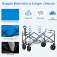 thumbnail image 3 of Foldable Wagon Cart, Collapsible Wagon Utility Cart with All-Terrain Wheels for Grocery Shopping, Camping, Fishing, Travel, Heavy Duty, 150L, Blue, 3 of 10