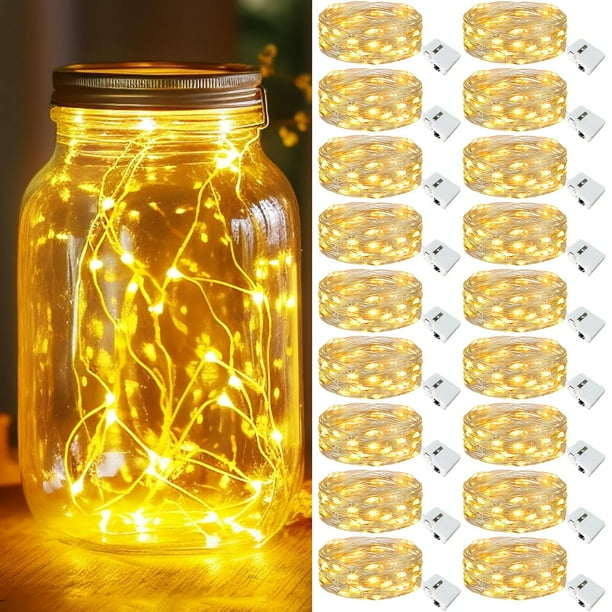 Guirnalda de guirnaldas de luces LED Kolpop de 7 pies, 20 LED de color blanco cálido, batería