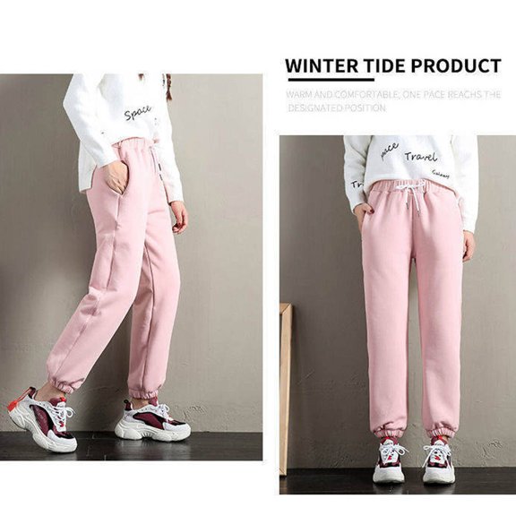 SBYOJLPB Pant Fashion Women Solid Plus Velvet Elastic Lace-Up Casual Sweatpants Harem Pants,Sizes Xl