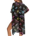 thumbnail image 5 of HELLHERO High Quality Fabrics Long Kimono Swimsuit Cover Up for Beach Half Sleeve Free Size Bathing Suit Cover Up Dinosaur Skeleton Design, 5 of 6