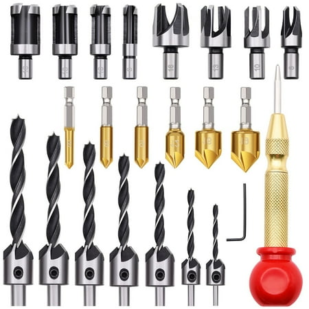 

Home Decor 23pcs Woodworking Chamfer Drilling Tool Set Including 7pcs 3-Point Countersink Drill Bit 8pcs Wood Plug Cutters 6pcs Countersink Drill Bits 1pcs L-Wrench Fall Decorations For Home