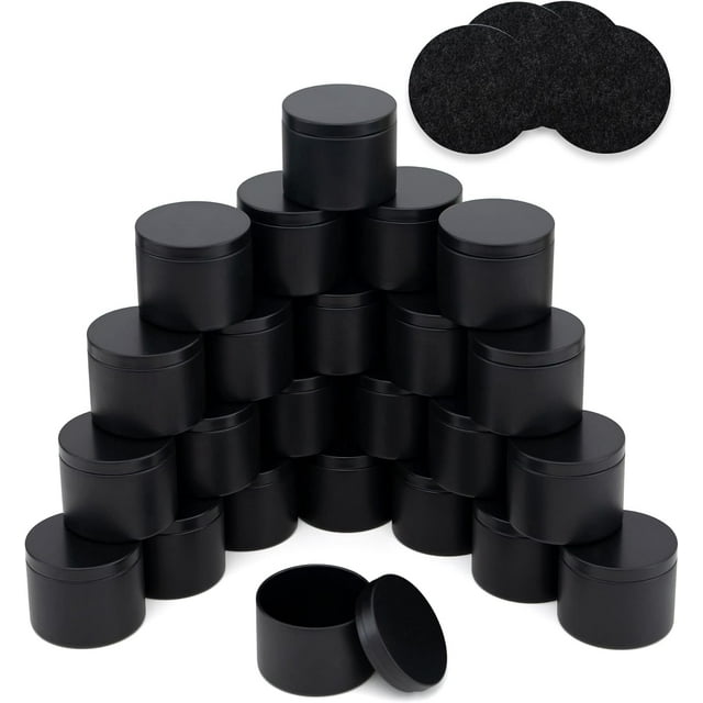Quikobo Candle Tin 24 Pieces, 8oz/240ml Containers for Making or DIY (Pure Black)