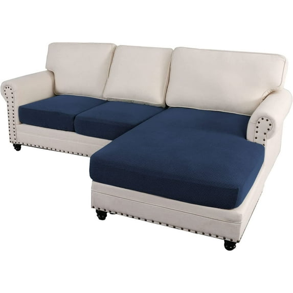 ZXNYH Sectional Couch Covers 4 Pieces Sofa Seat Cushion Covers L Shape Separate Cushion Couch Chaise Cover for Both Left/Right Sectional Couch (XL Sofa 3 Seater + 1 Chaise, Grey)