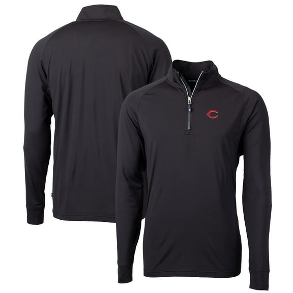 Men's Cutter & Buck Black Cincinnati Reds Big & Tall Adapt Eco Knit Stretch Recycled Quarter-Zip Pullover Top