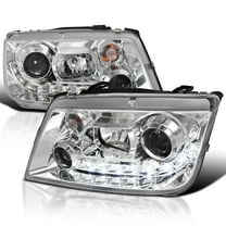 Spec-D Tuning LED Chrome Housing Clear Lens Projector Headlights Compatible with 1999-2004 VW Jetta/Bora Mk4, Left   Right Pair Headlamps Assembly