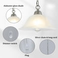 thumbnail image 4 of Plug-In Pendant Light with Alabaster Glass Shade, On/Off Switch, 16.4Ft Cord & 14.7Ft Chain, Dimmable Brushed Nickel – Swag Hanging Lamp for Kitchen, Bar, Nook, 4 of 5